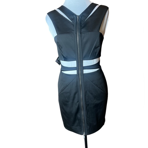 Nasty Gal Black Cutout Mini Dress Reversible Zip Front Bodycon Size Small NWT - Picture 3 of 8